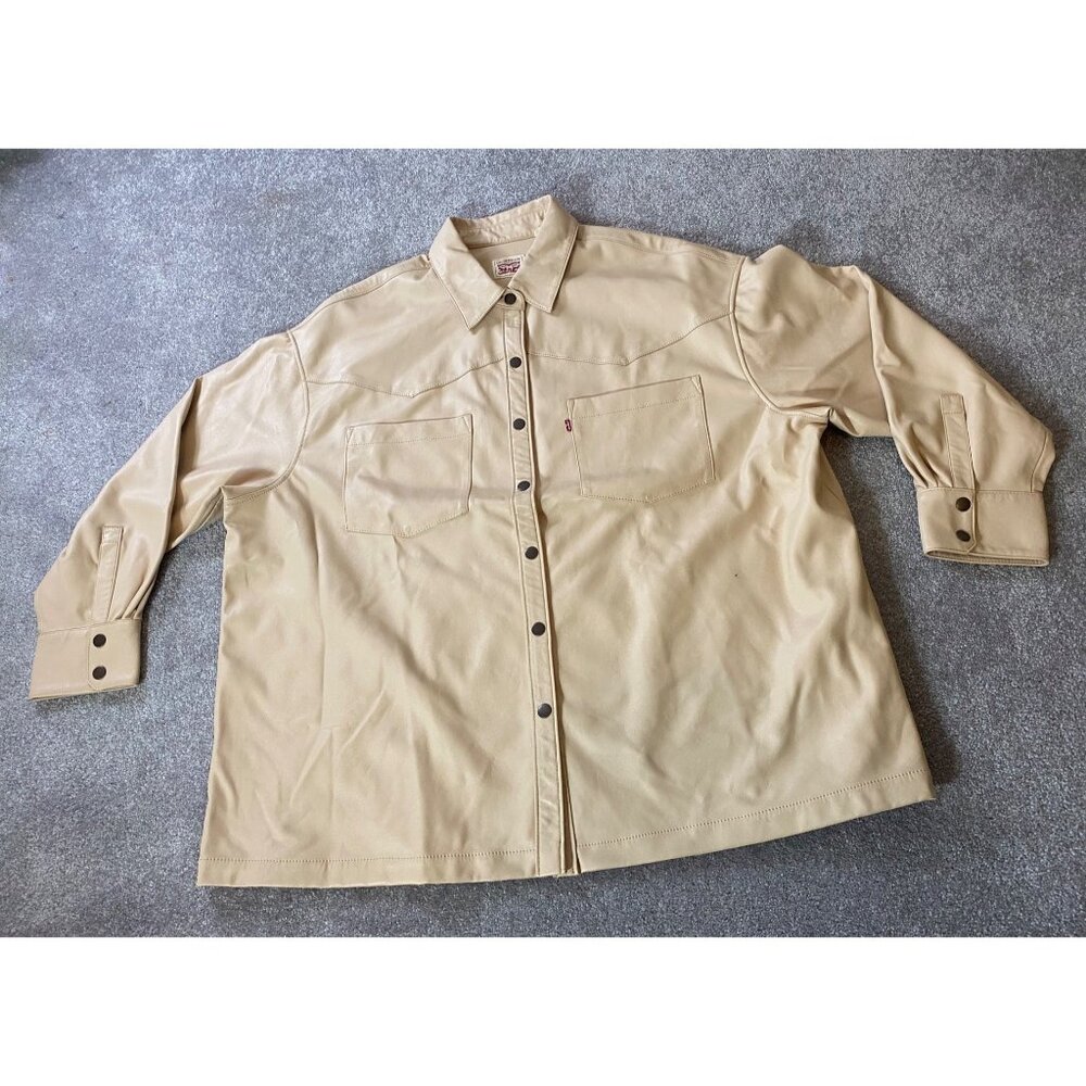 Levis XXLBeige Faux Leather Overshirt Jacket 100% Polyester Polyurethane Coated